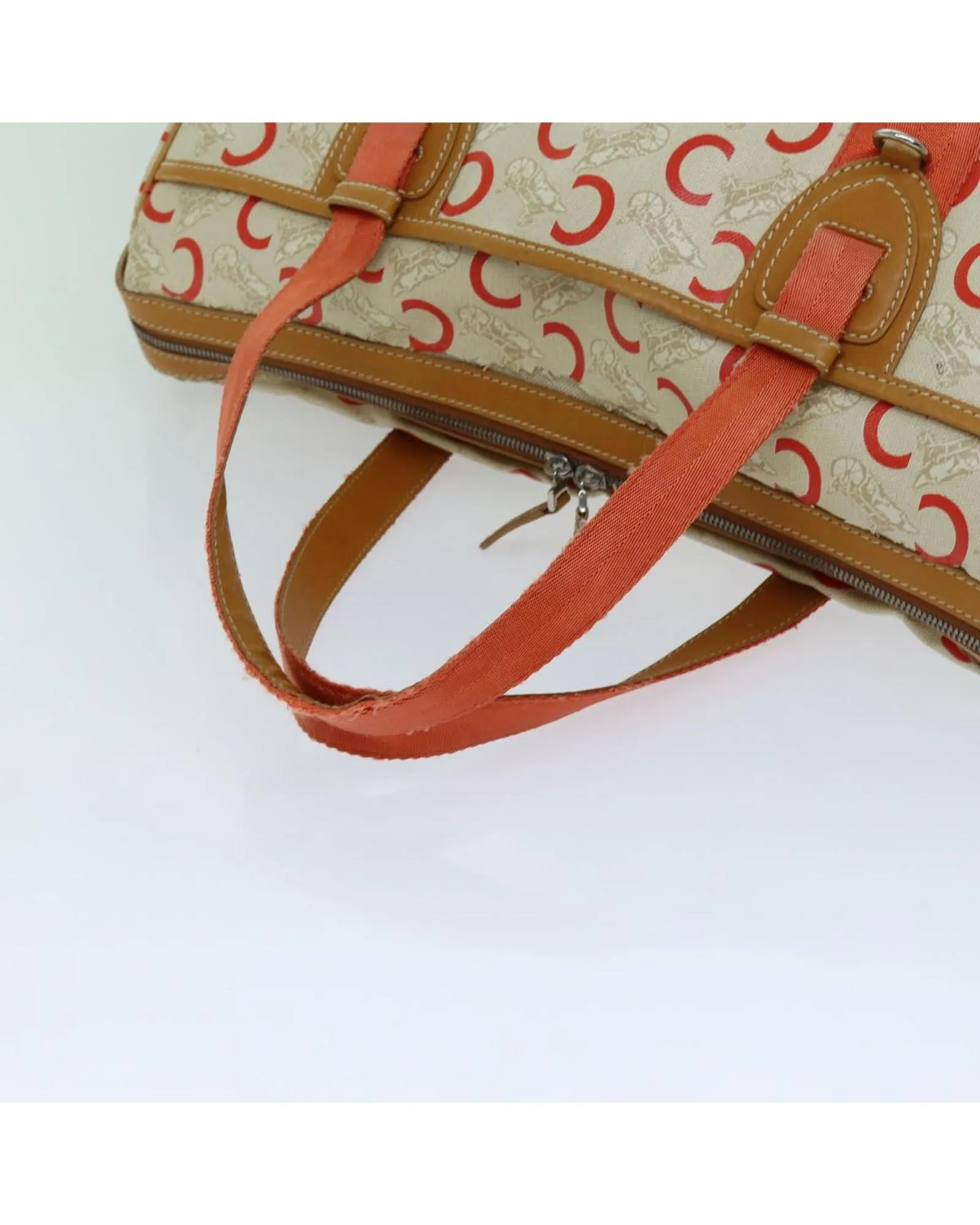 White Macadam Canvas Boston Bag with Accessories and Rank CD