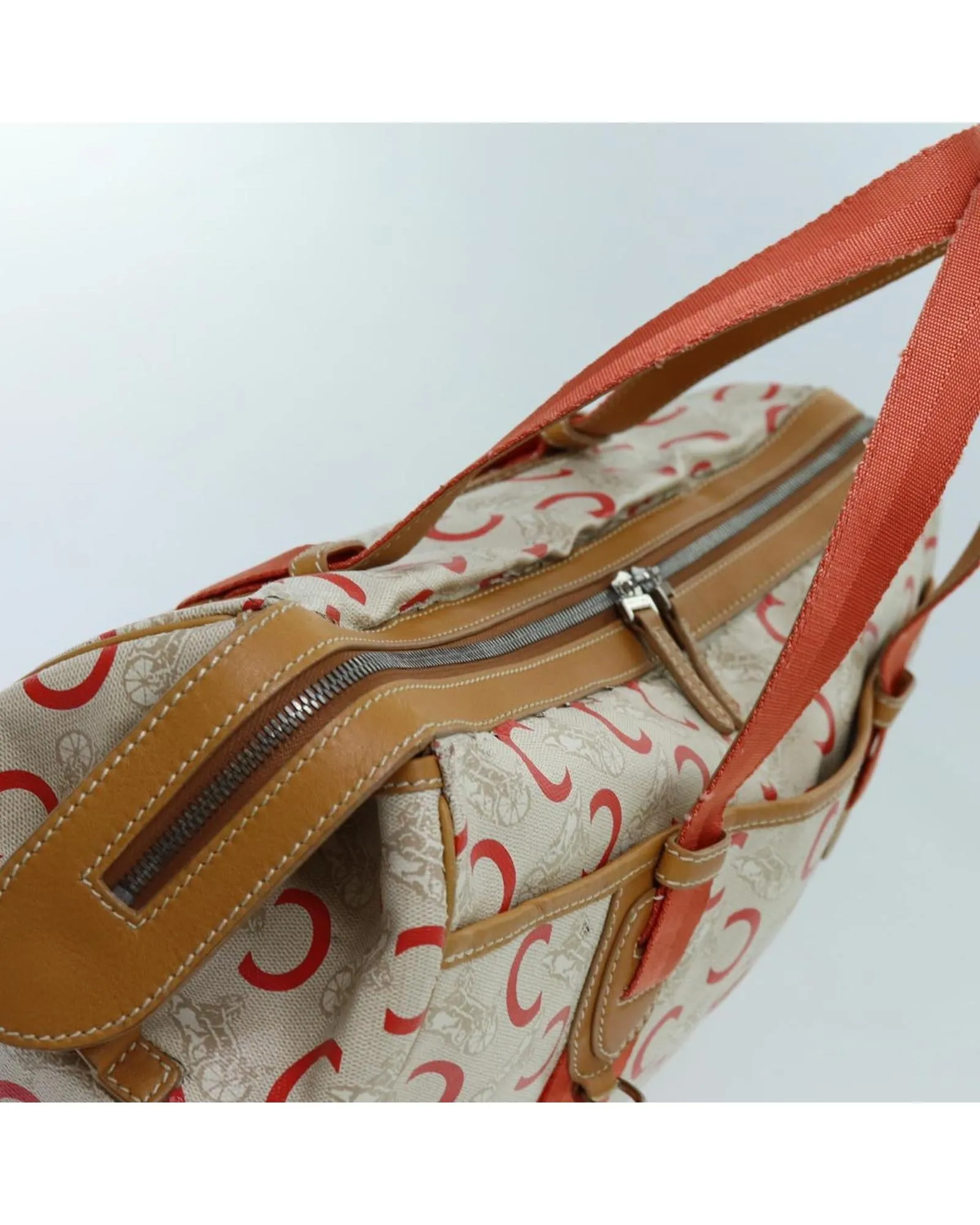 White Macadam Canvas Boston Bag with Accessories and Rank CD