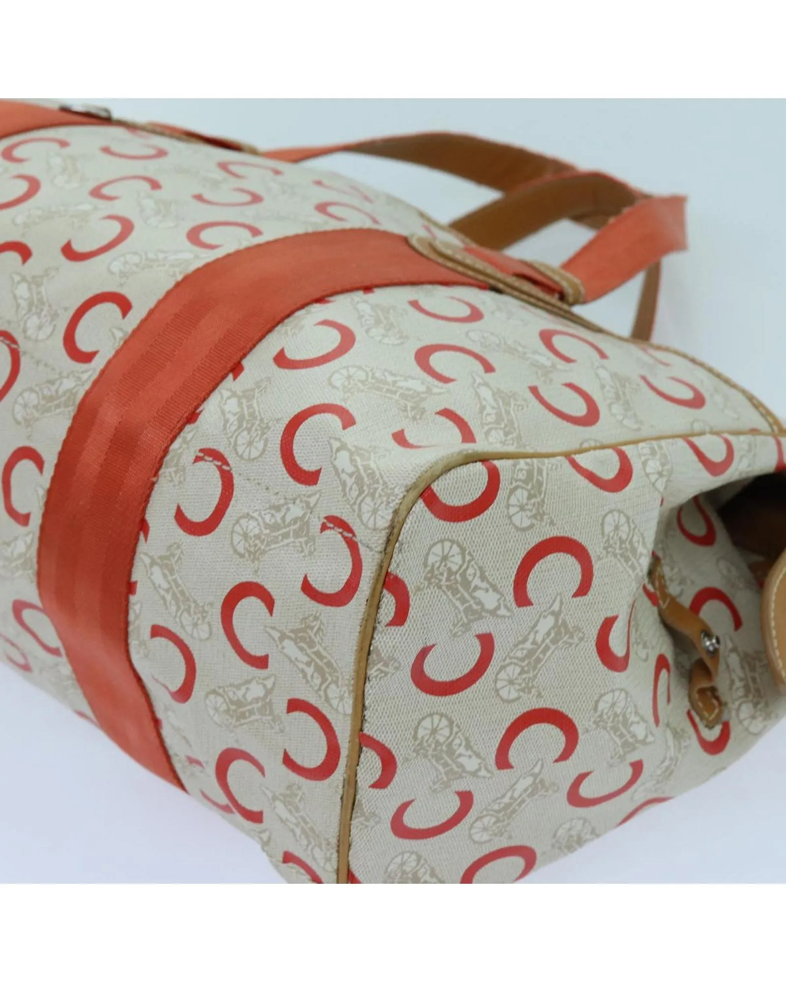 White Macadam Canvas Boston Bag with Accessories and Rank CD