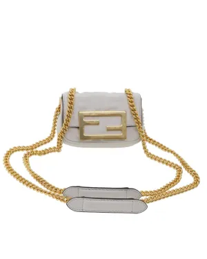 White Zucca Canvas Chain Shoulder Bag