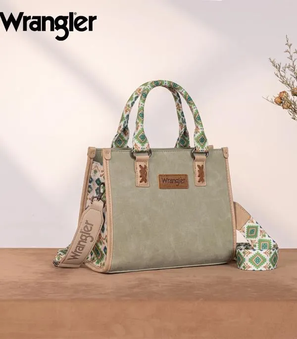Wrangler Accented Southwestern Print Tote with Adjustable Crossbody Strap