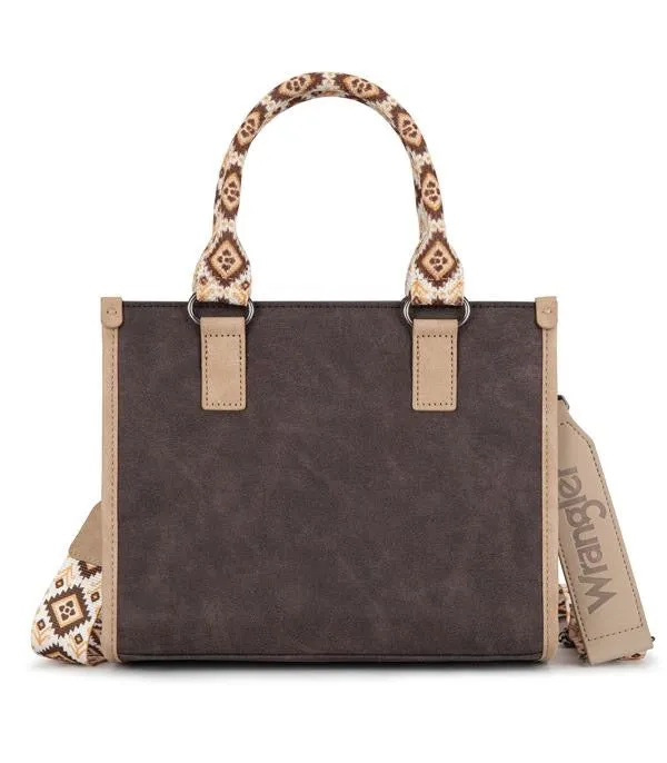 Wrangler Accented Southwestern Print Tote with Adjustable Crossbody Strap