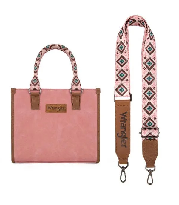 Wrangler Accented Southwestern Print Tote with Adjustable Crossbody Strap