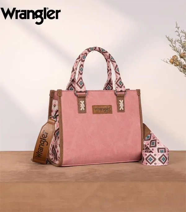 Wrangler Accented Southwestern Print Tote with Adjustable Crossbody Strap