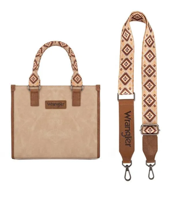 Wrangler Accented Southwestern Print Tote with Adjustable Crossbody Strap